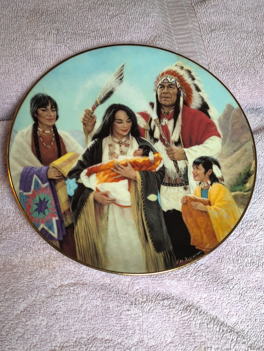 "The Naming Ceremony" Native Family Art Plate